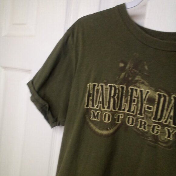 Harley Davidson Motorcycles Shirt Men XL Short Sleeve Greenville SC Green - Picture 3 of 11
